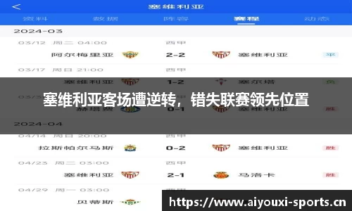 塞维利亚客场遭逆转，错失联赛领先位置