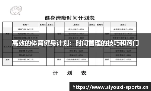 高效的体育健身计划：时间管理的技巧和窍门